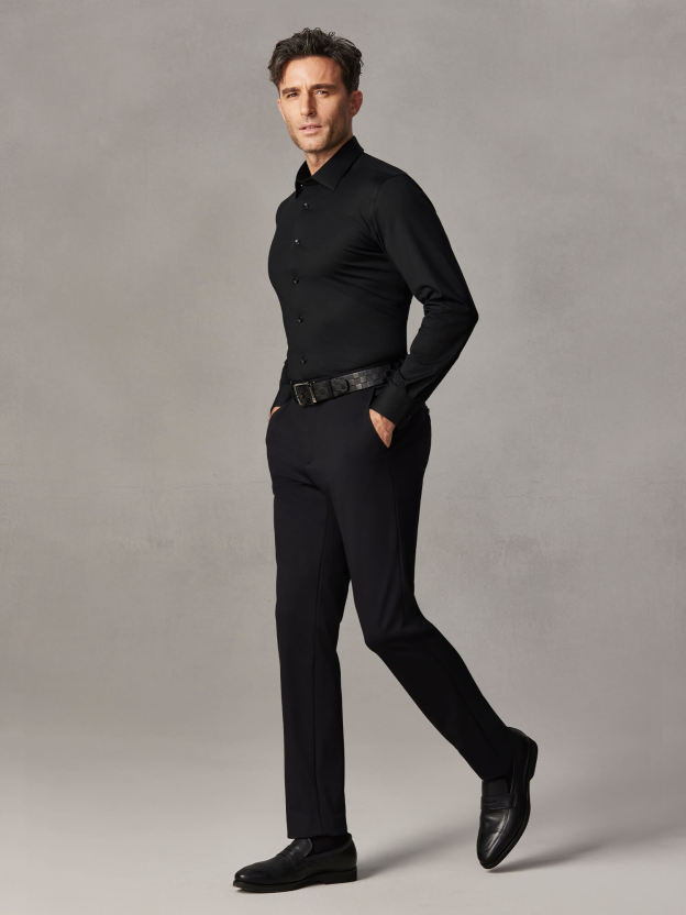 Non-Iron Stretch Black Shirt-Own Dream Shirts-Dress Shirts for Men