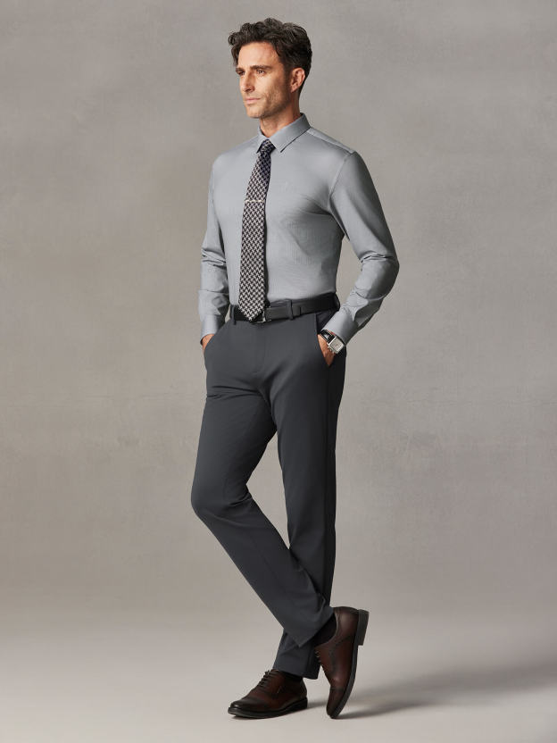 Starship Gray Check Stretch Pants-Own Dream Shirts-Dress Shirts for Men