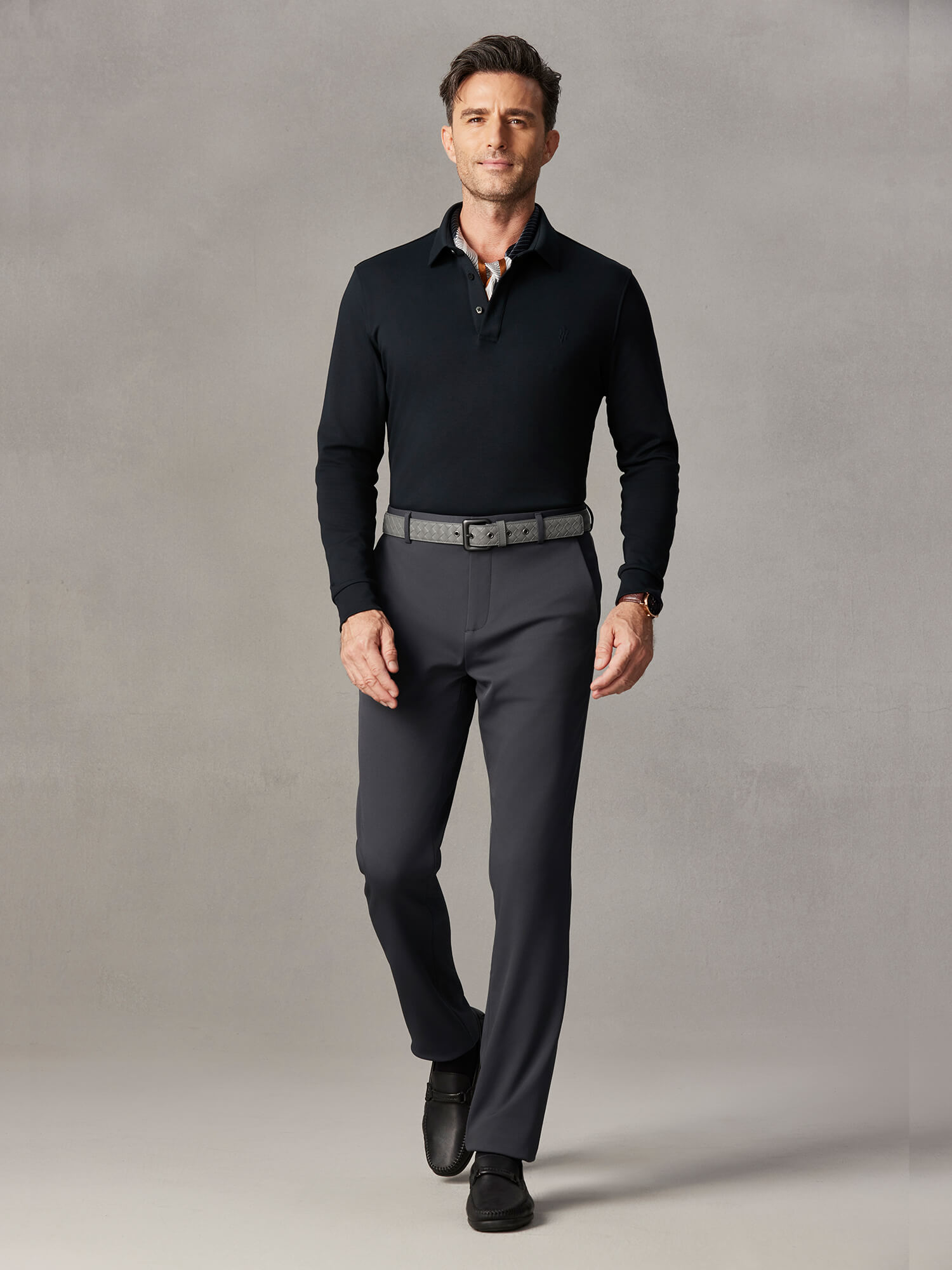 Evergreen Sage Long-Sleeve Stretch Polo