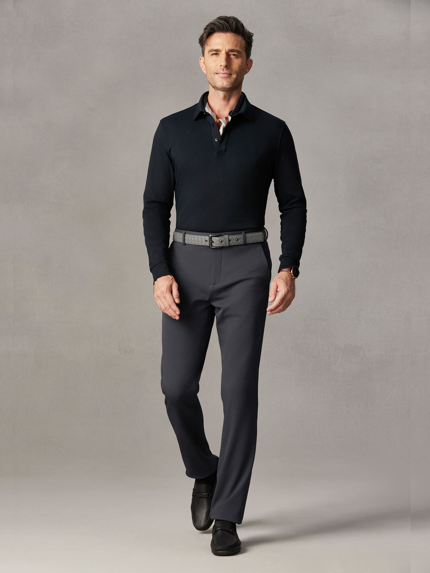 Evergreen Sage Long-Sleeve Stretch Polo