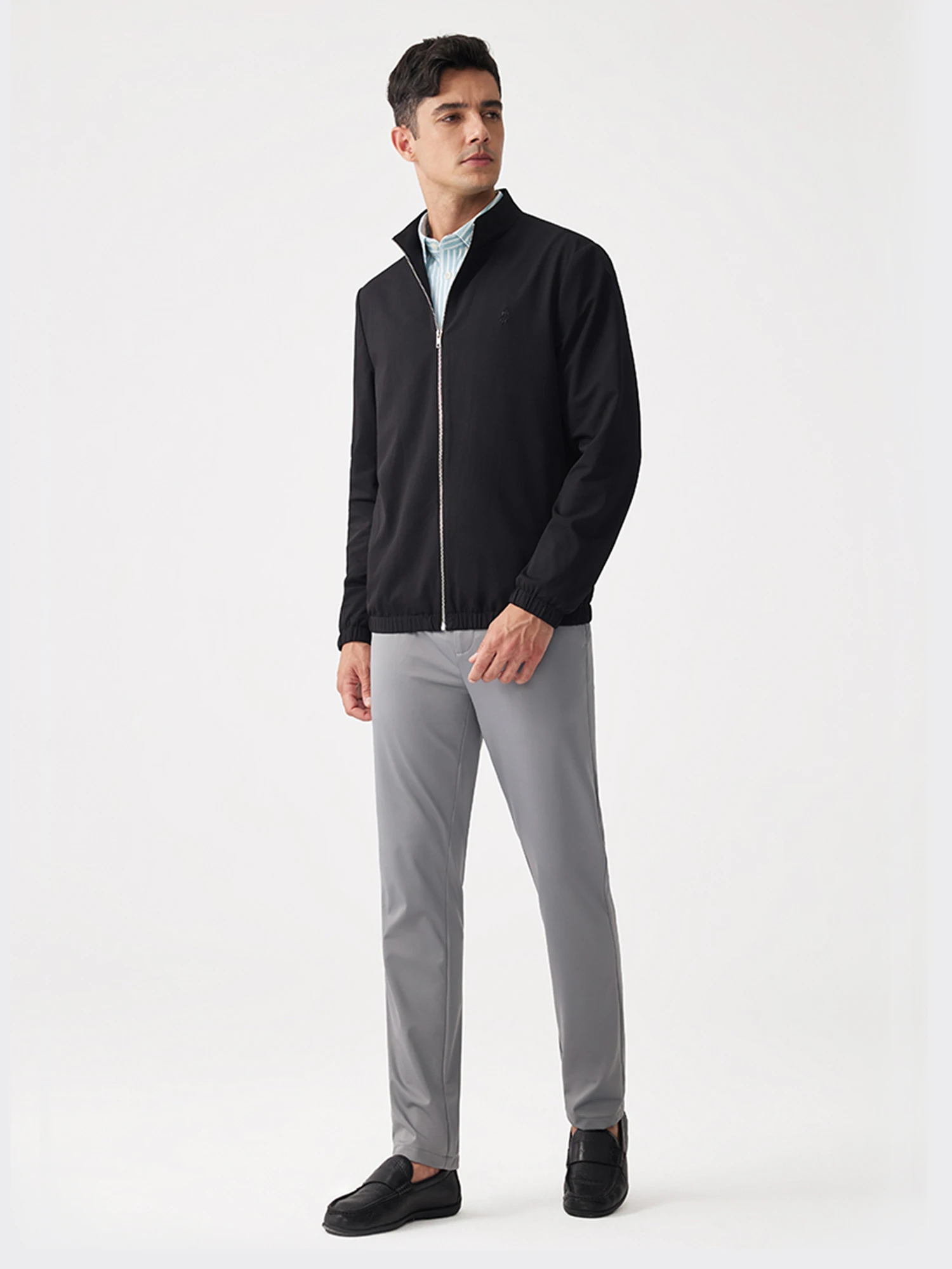 Jet Black Stretch Bomber Jacket