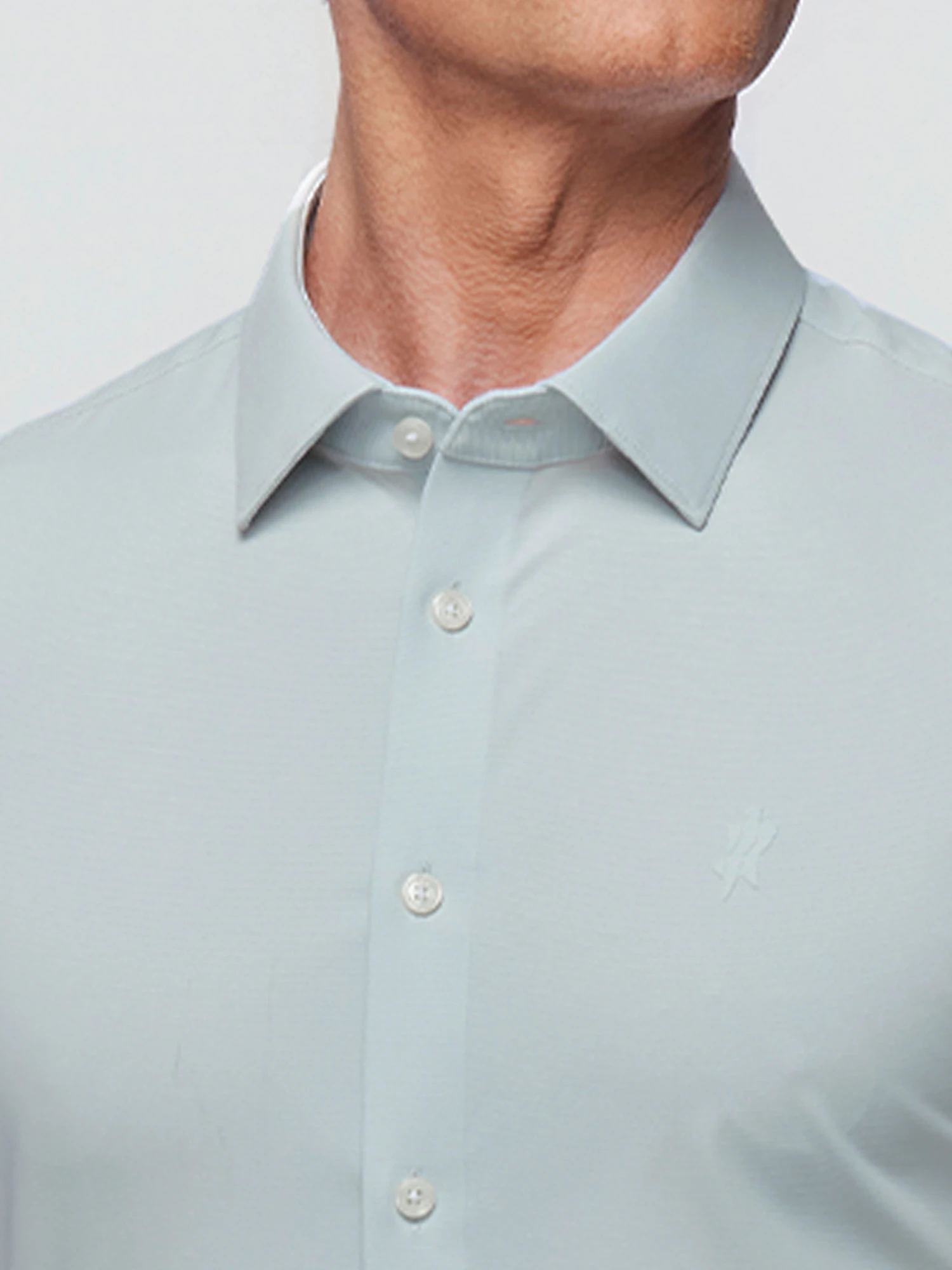Jade Green Plaid Stretch Shirt