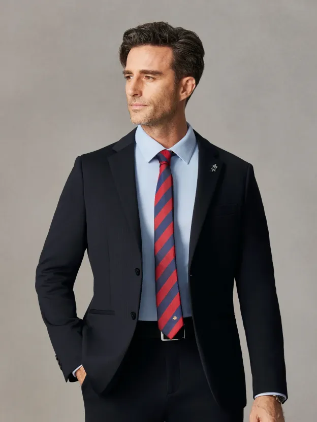 Falcon Navy Shadow Plaid Stretch Blazer