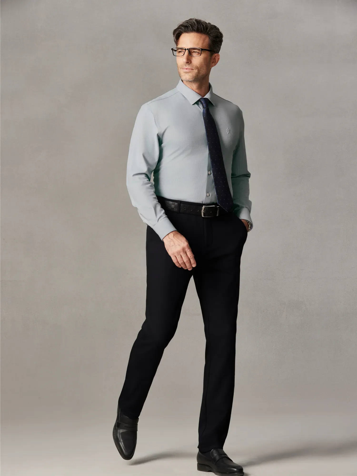 WarmTech Ultra Moonlight Gray Check Cashmere Stretch Shirt