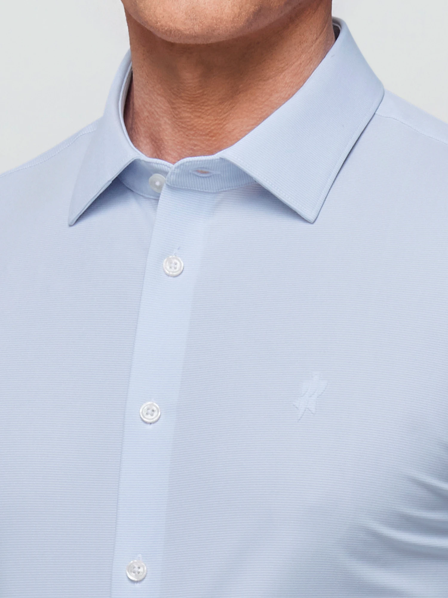 Light Blue Plaid Stretch Shirt
