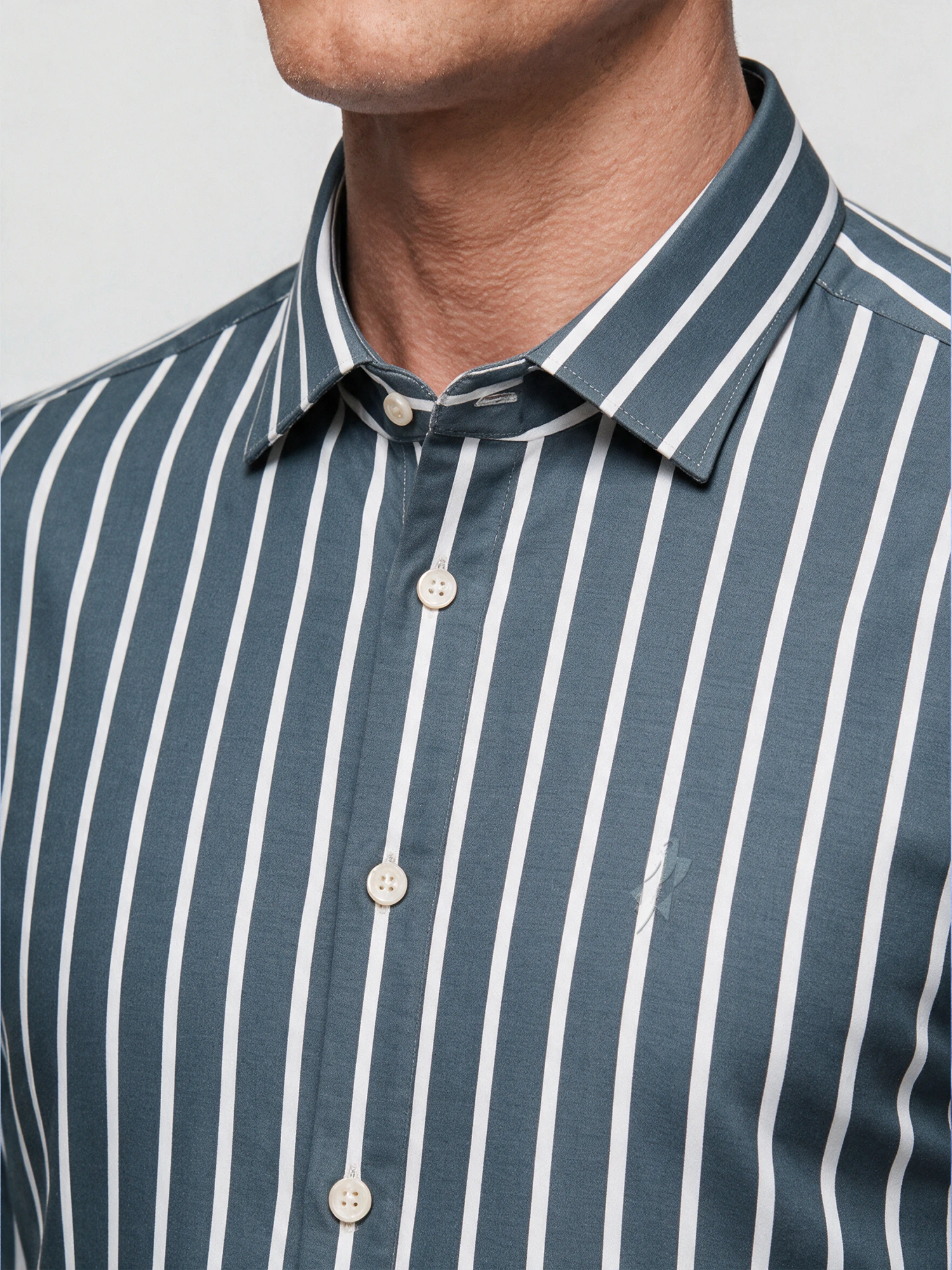 Mist Blue Stripe Stretch Shirt