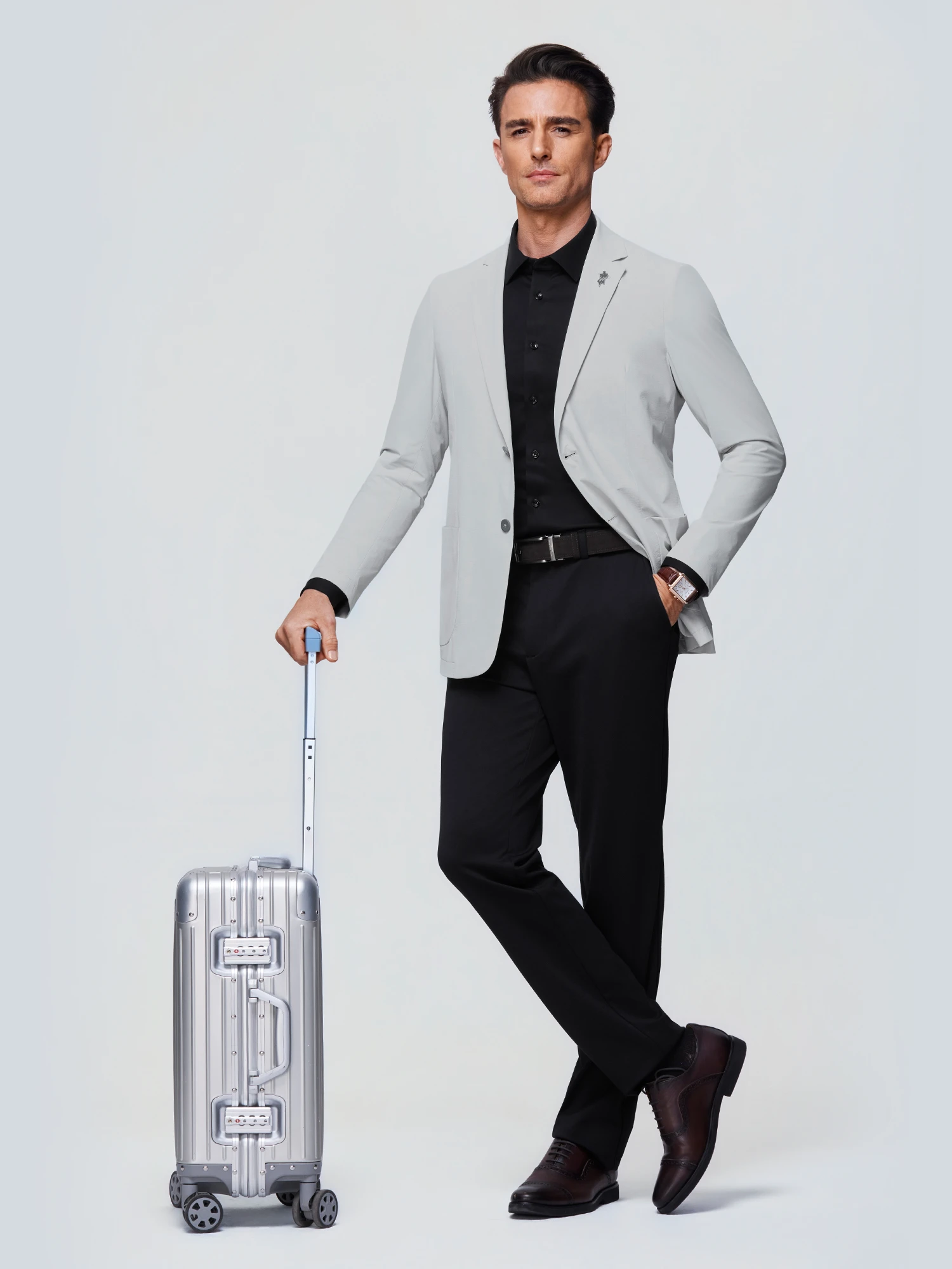 Snow Cloud Gray Stretch Casual Blazer