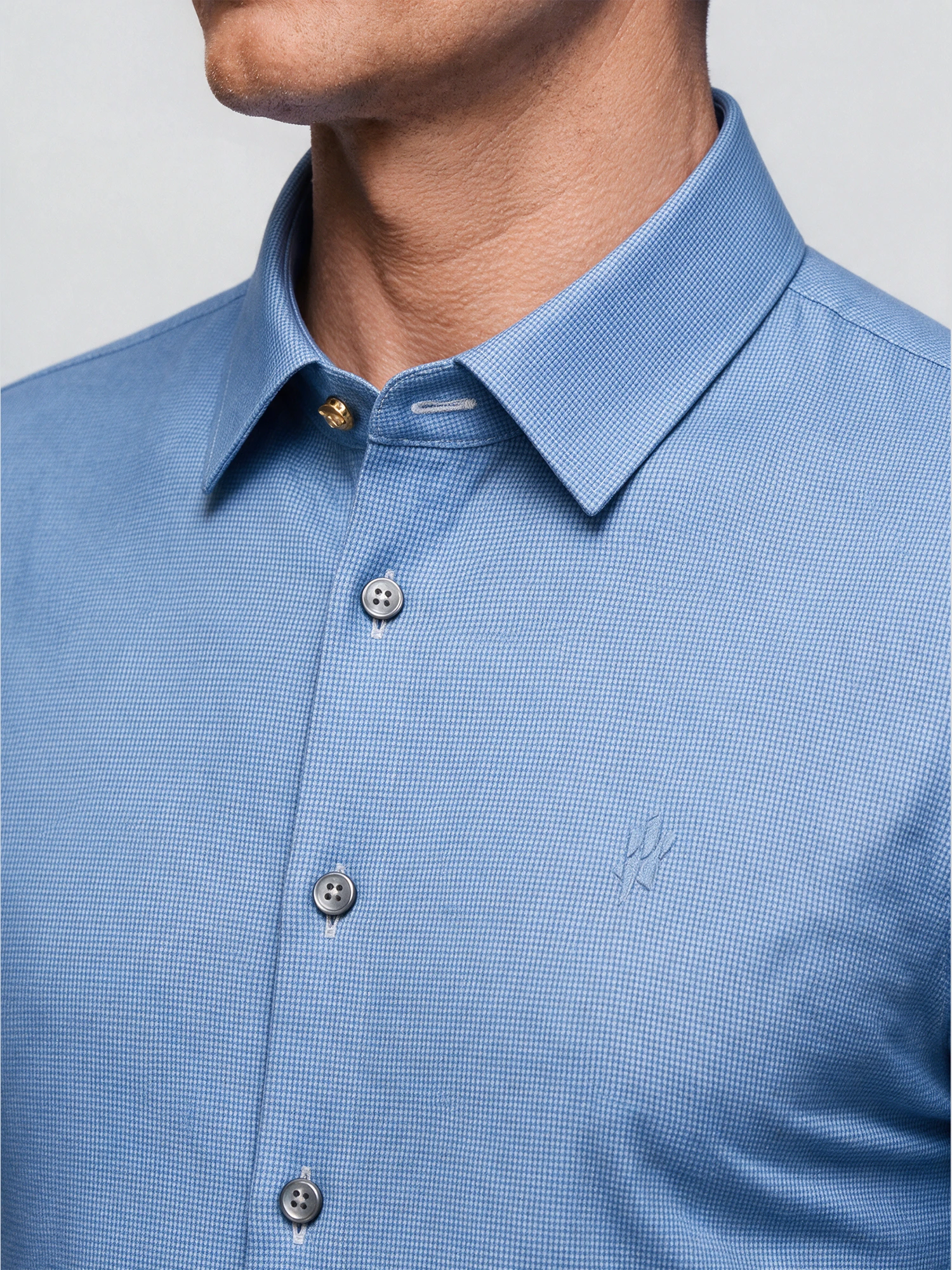 Ocean Blue Check Stretch Shirt