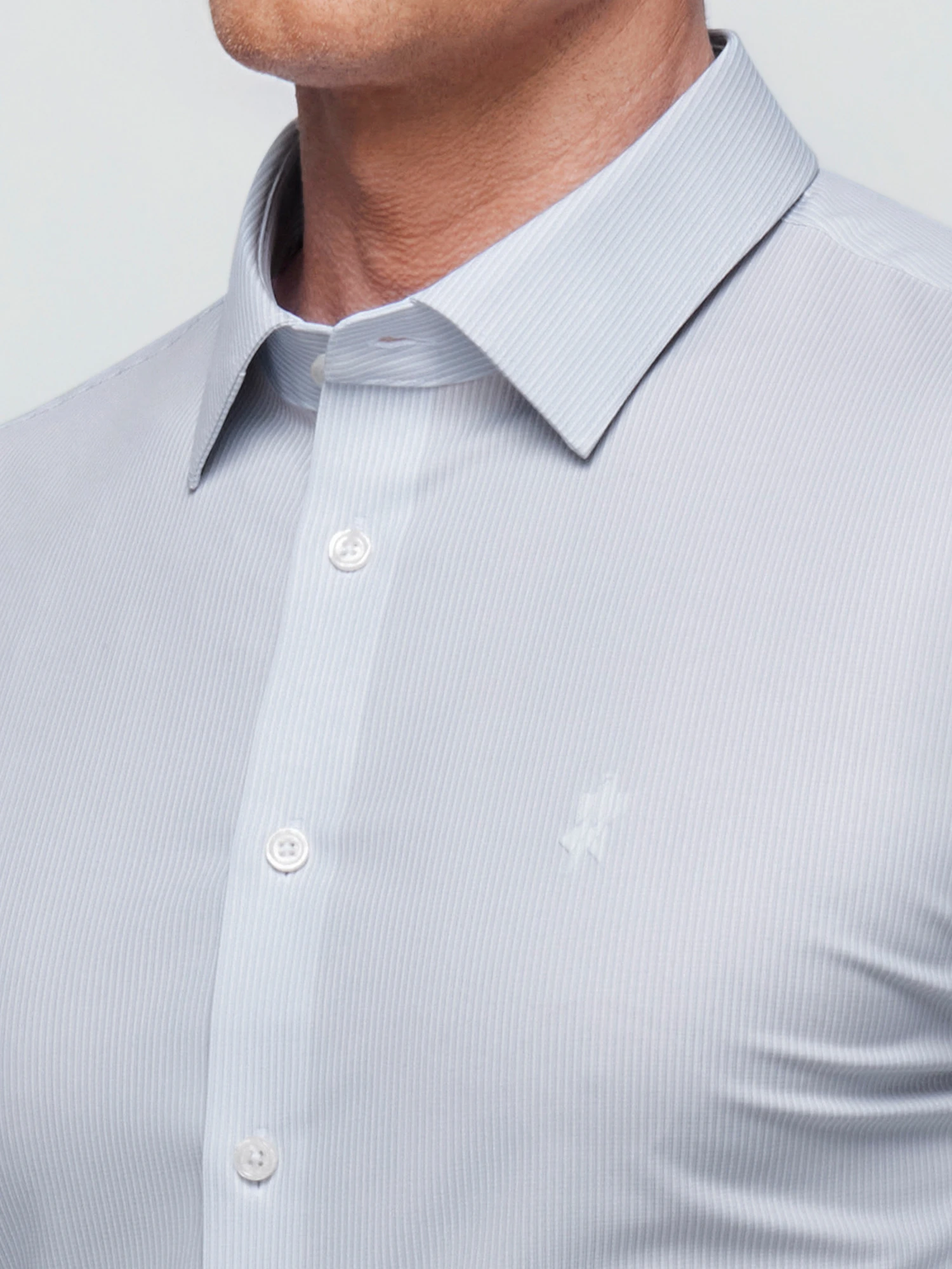 Snow Gray Stripe Stretch Shirt