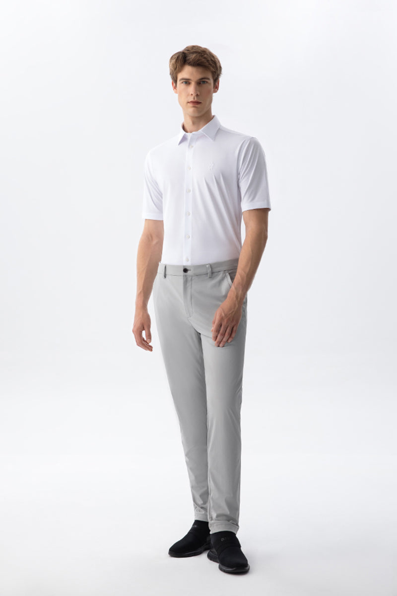 Non-Iron Stretch Supima White Short Sleeve Shirt-OWN DREAM Shirts