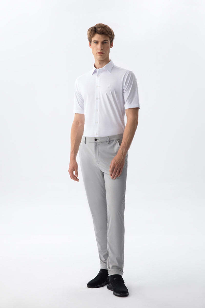 Non-Iron Stretch Supima White Short Sleeve Shirt-OWN DREAM Shirts