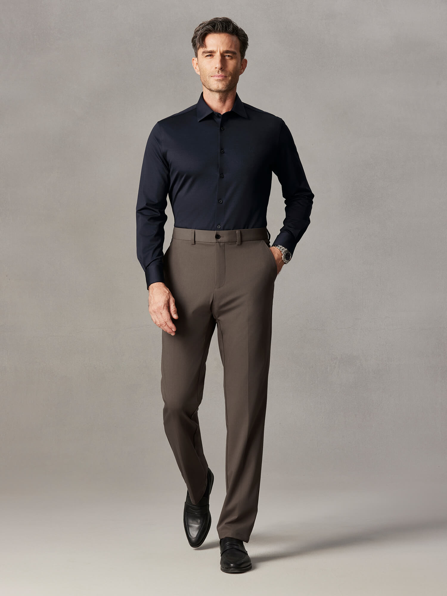 S50 Ice-Glazed Silk Blue​ Shirt​-Own Dream Shirts-Dress Shirts for Men