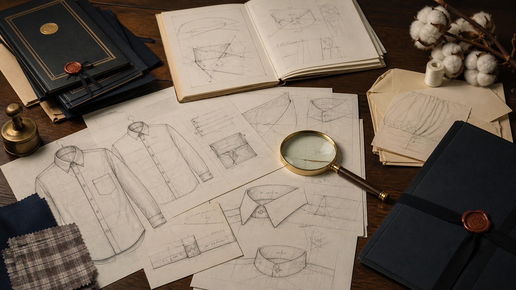 Shirt construction sketches and evidence archive