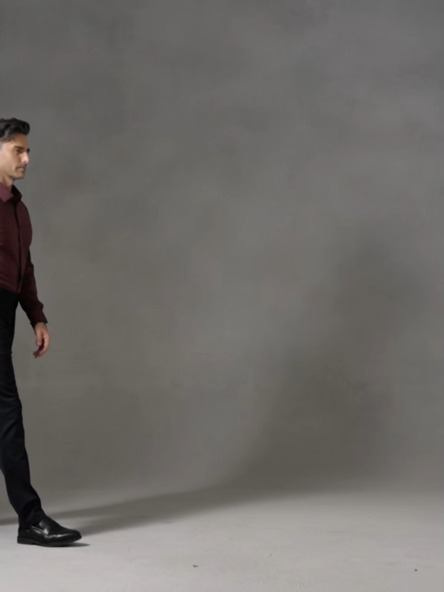 Burgundy Wool Check High-Stretch Shirt