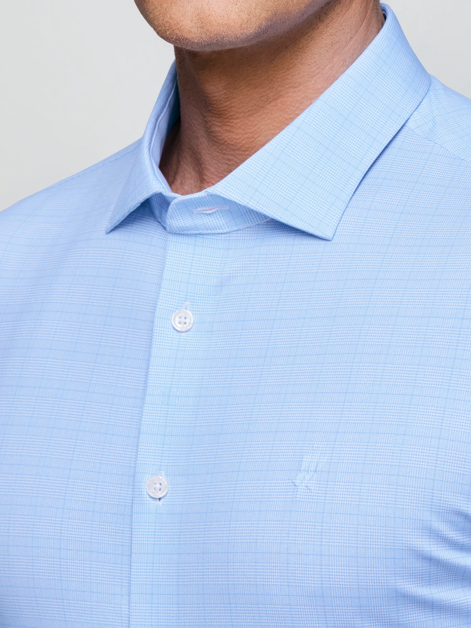 Clear Blue Check Stretch Shirt