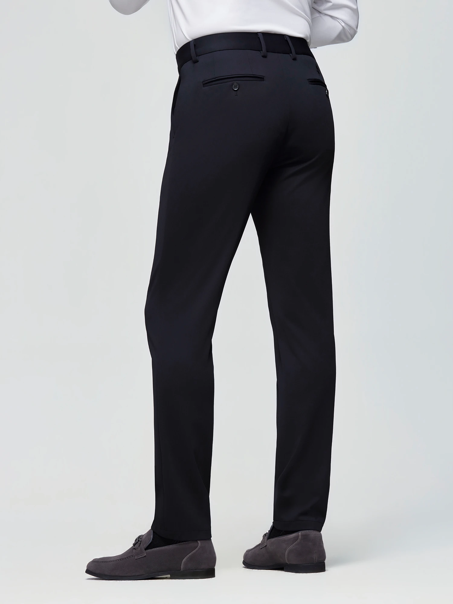 Starfield Navy Silk Wool Stretch Casual Pants