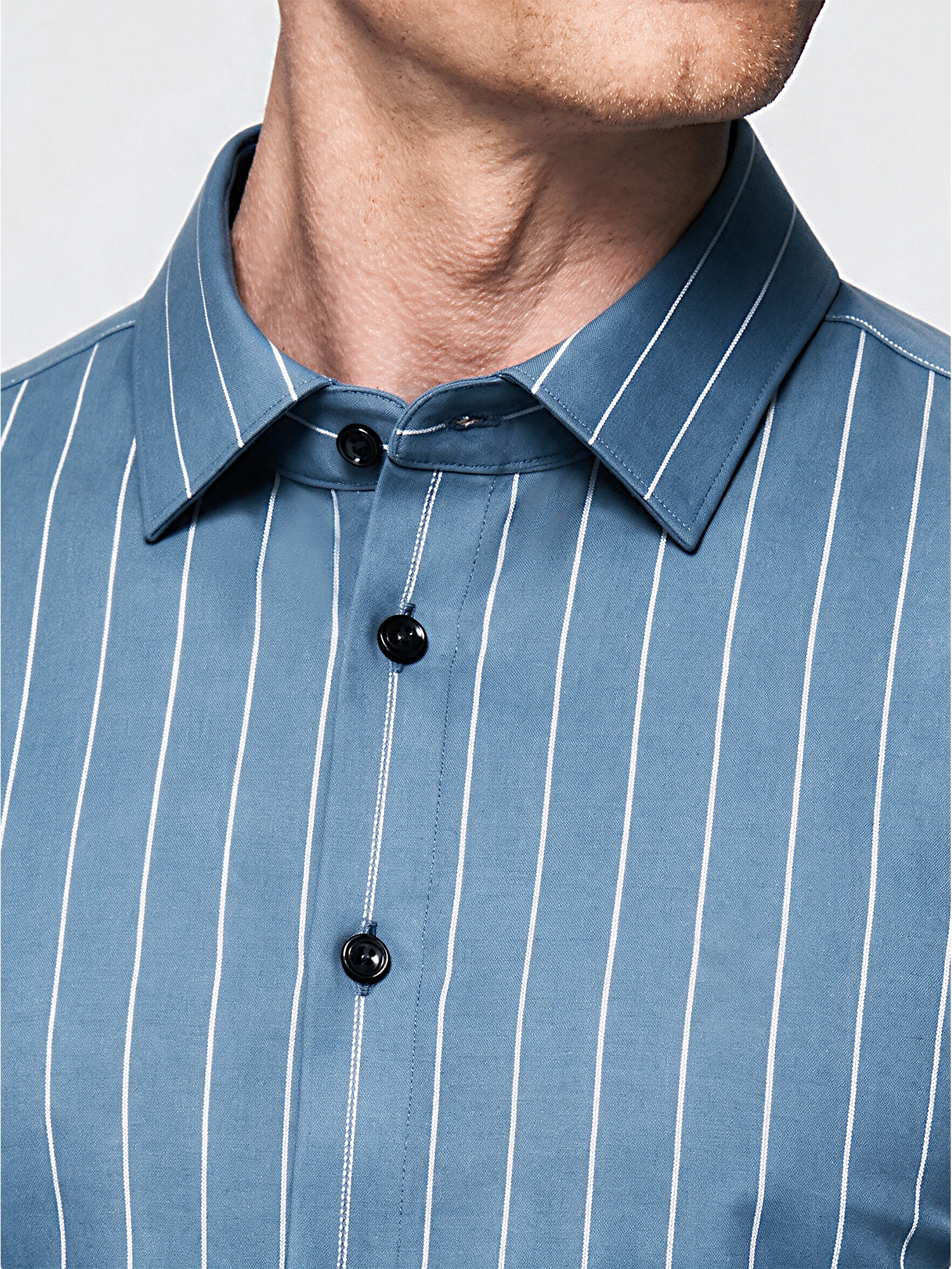 Ocean Mist Blue Stripe Stretch Shirt