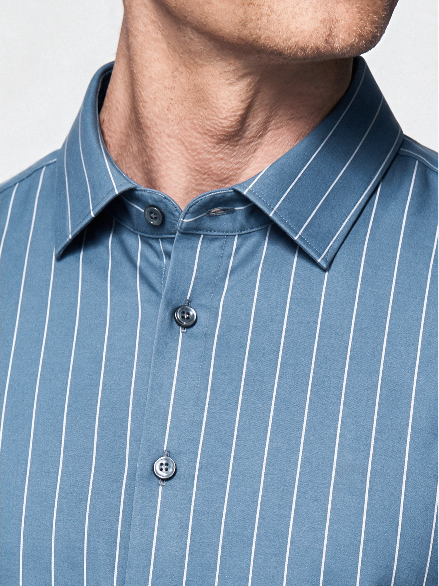 Ocean Mist Blue Stripe Stretch Shirt
