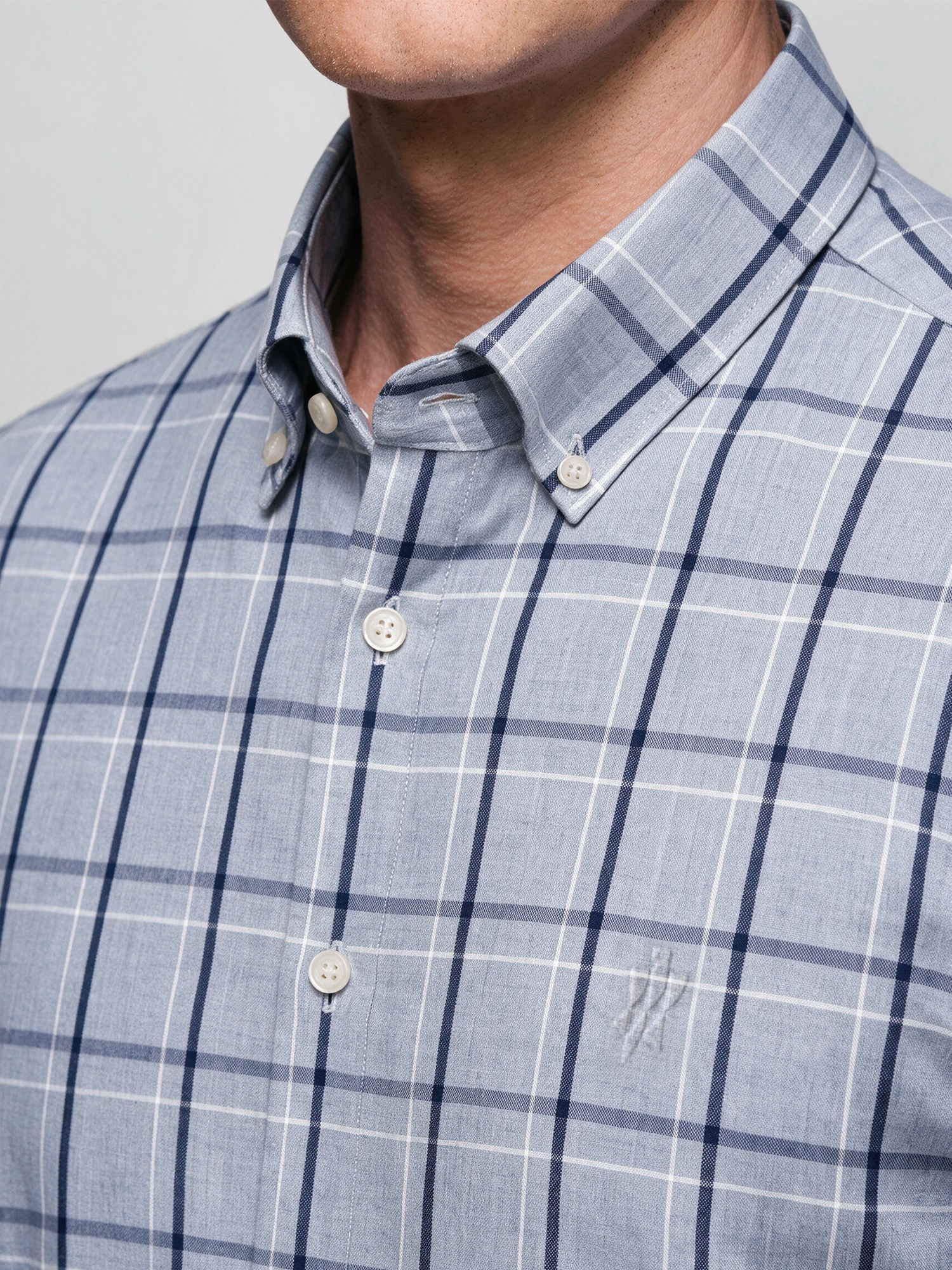 Mist Blue Check Stretch Shirt