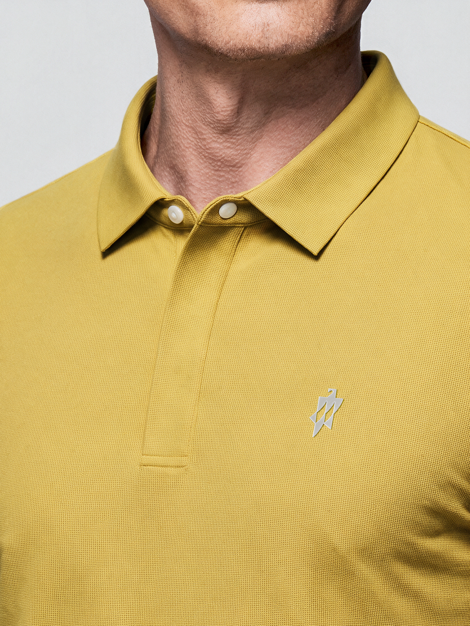 Amber Gold Long-Sleeve Stretch Polo