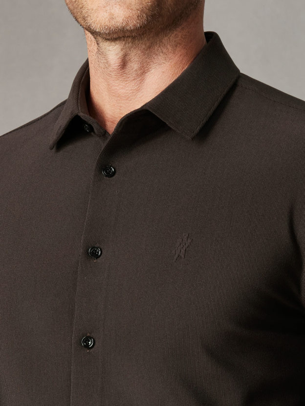 Mocha Brown Corduroy Stretch Shirt-Own Dream Shirts-Dress Shirts for Men