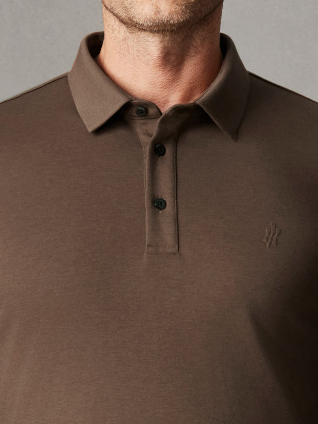 Desert Mocha Long-Sleeve Stretch Polo