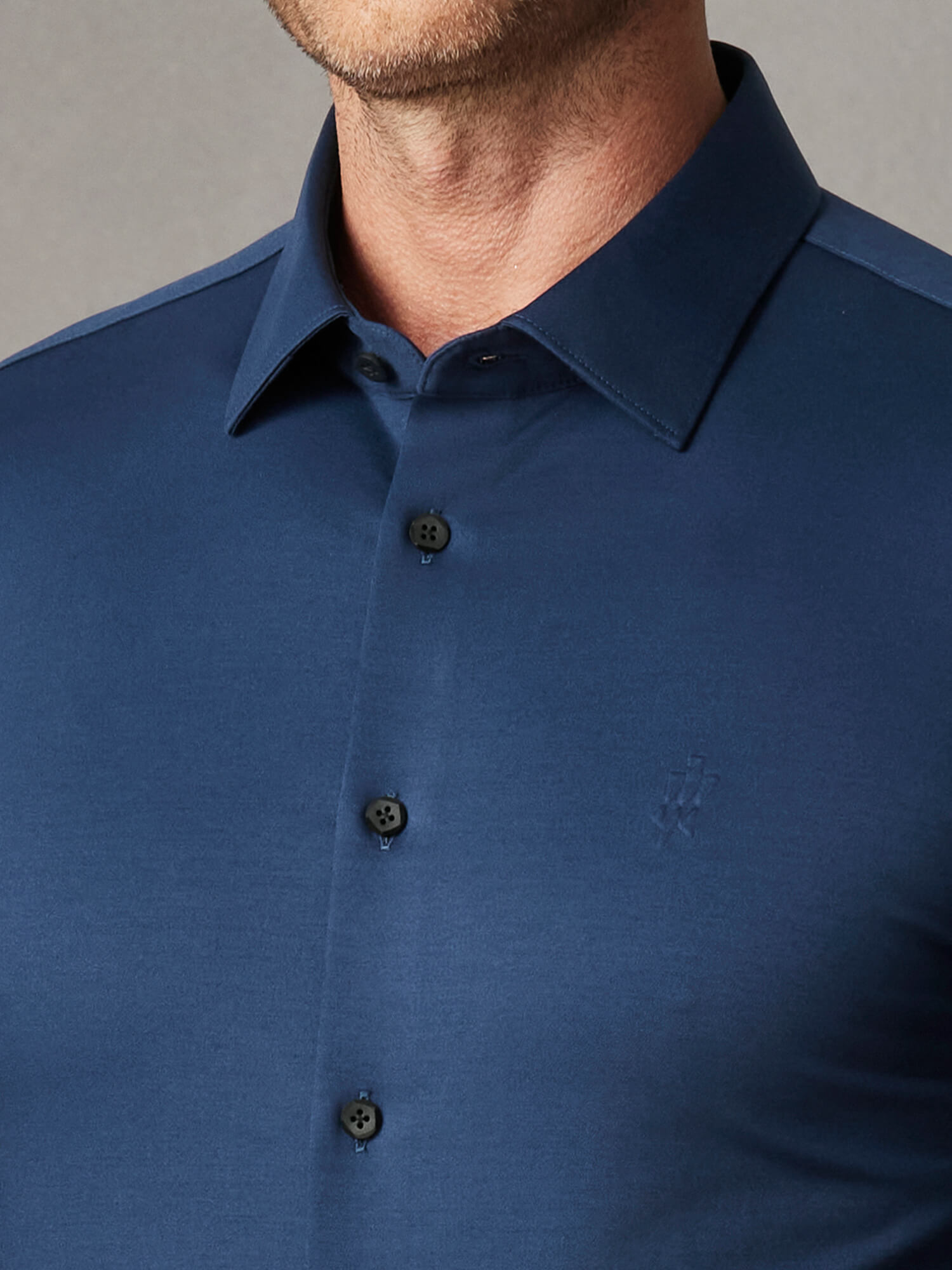 S50 Lustrous Dusk Blue Silk High-Stretch Shirt​-Own Dream Shirts-Dress Shirts for Men