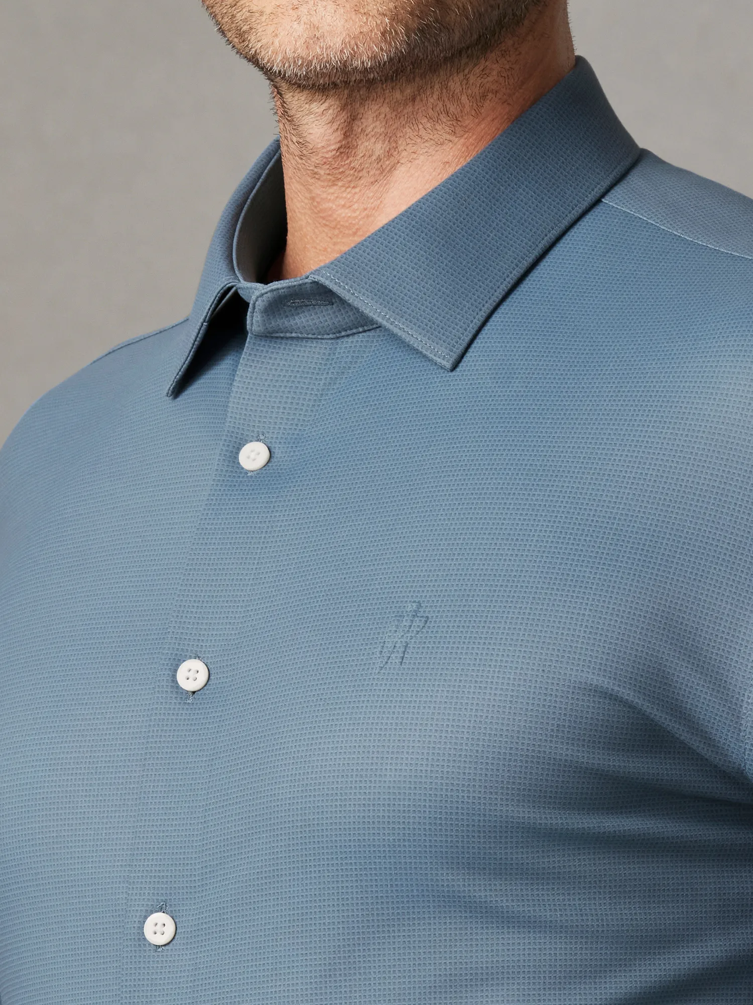 WarmTech Ultra Ice Blue Check Cashmere Stretch Shirt