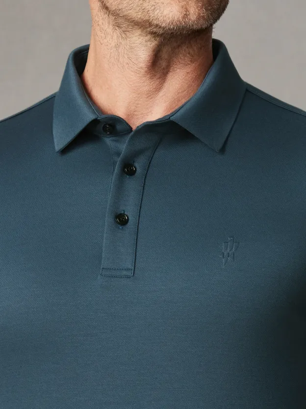 WarmTech Max Ocean Blue Silk Cashmere Stretch Polo