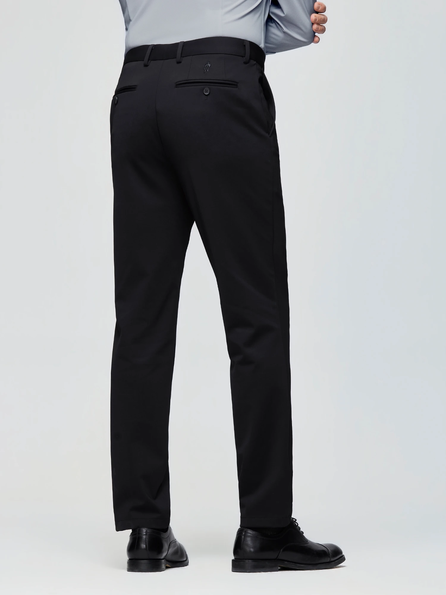 Shadow Black Silk Wool Stretch Casual Pants