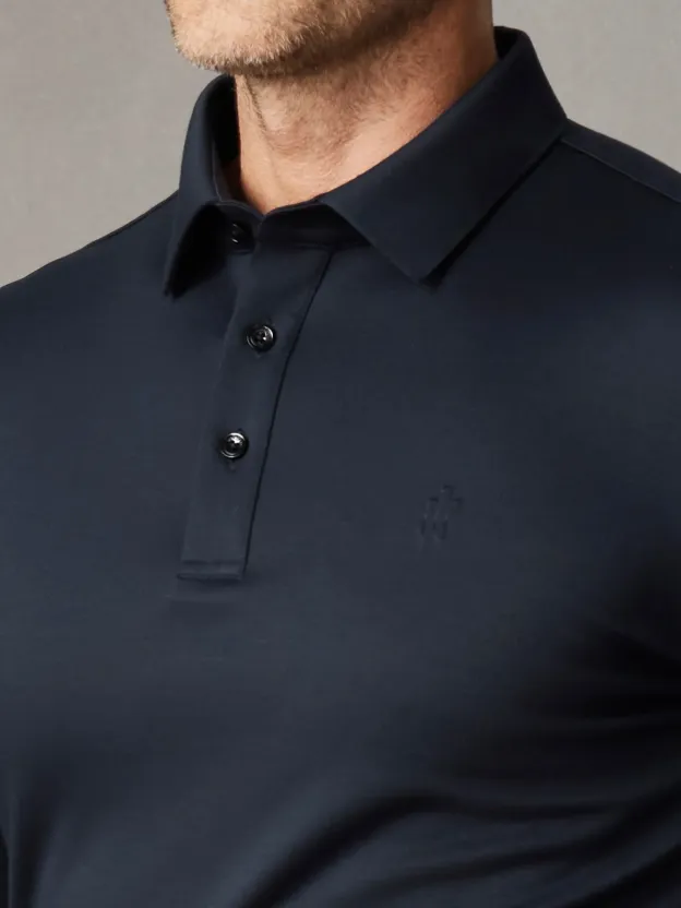 WarmTech Max Navy Blue Silk Cashmere Stretch Polo