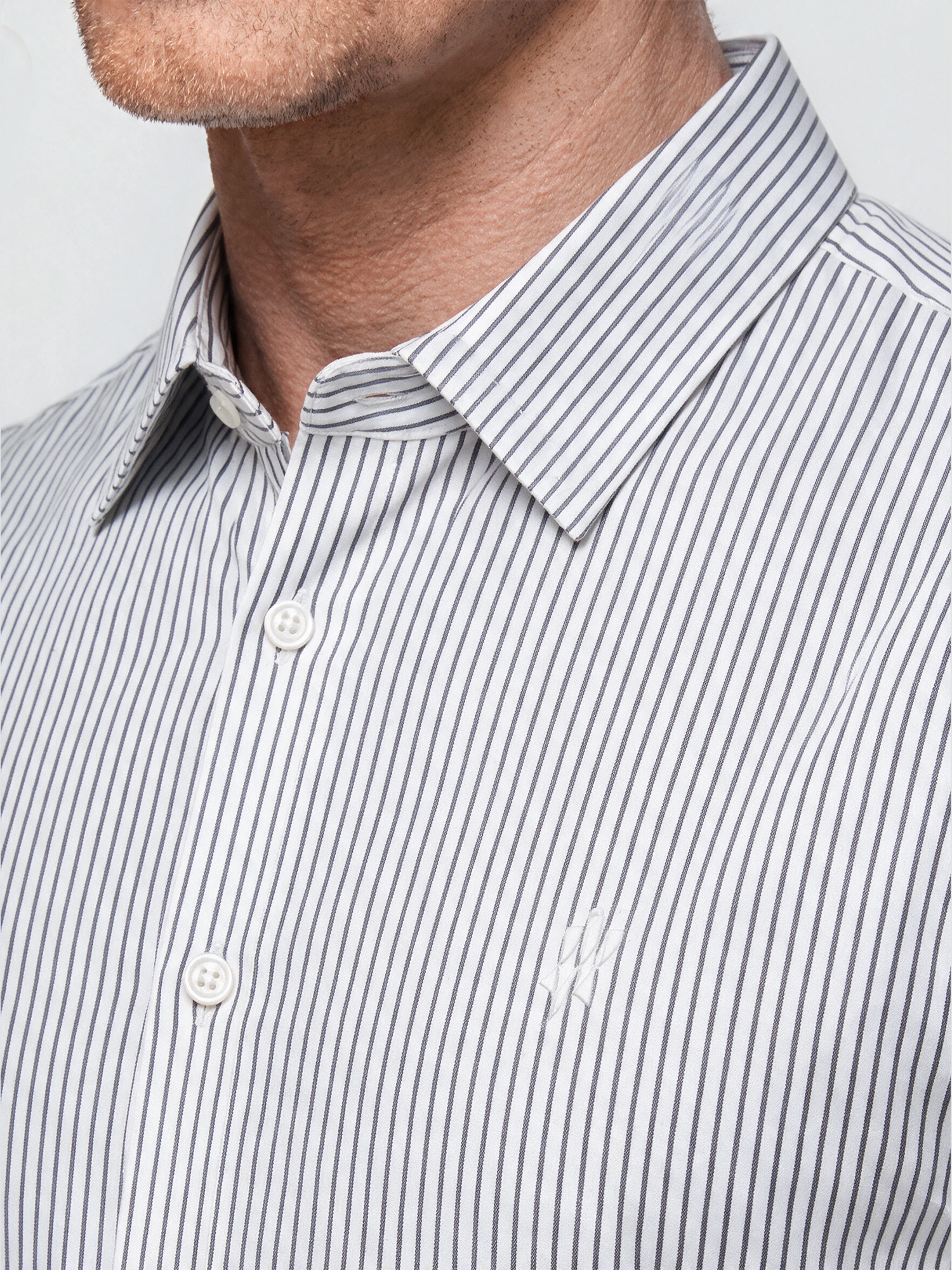 Breathable Stone Gray Stripe Stretch Shirt