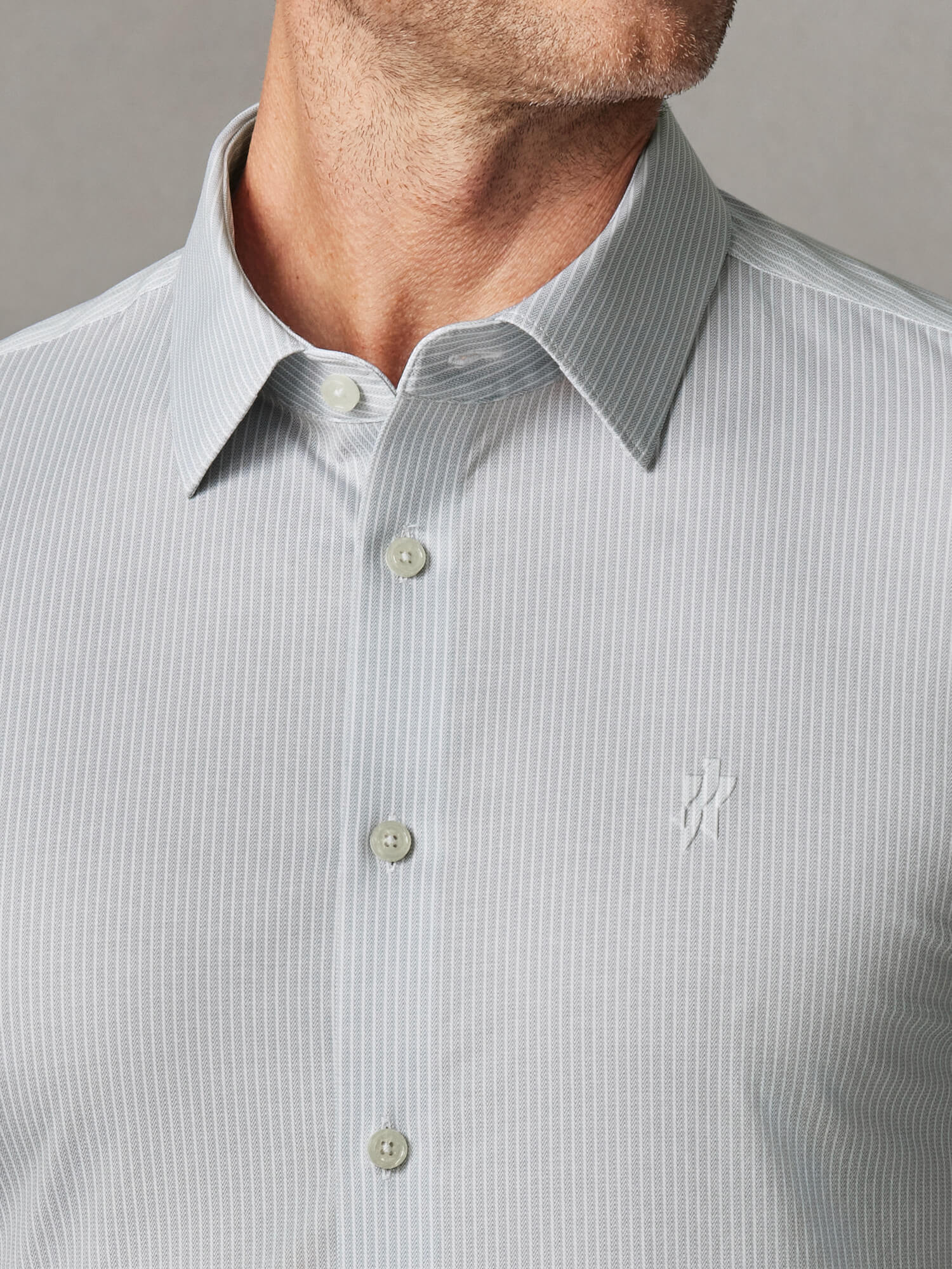 Mist Gray Stripe Pima Cotton High-Stretch Dress Shirt-Own Dream Shirts-Dress Shirts for Men