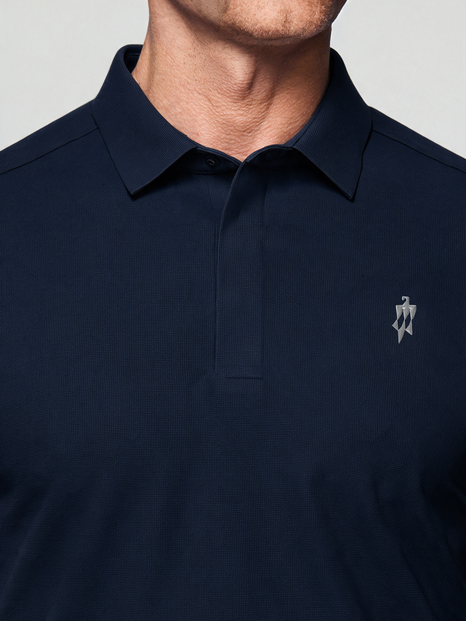Deep Navy Long-Sleeve Stretch Polo