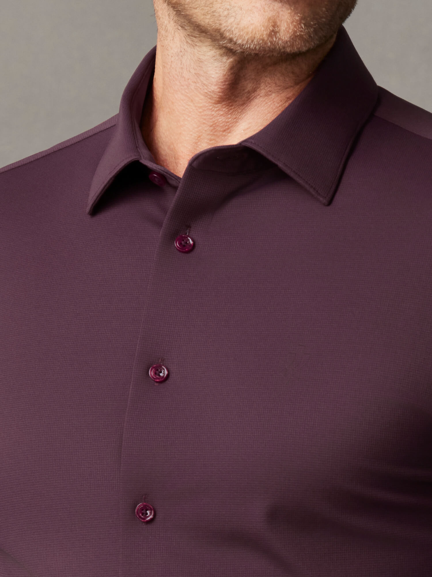 Burgundy Wool Check High-Stretch Shirt-Own Dream Shirts-Dress Shirts for Men