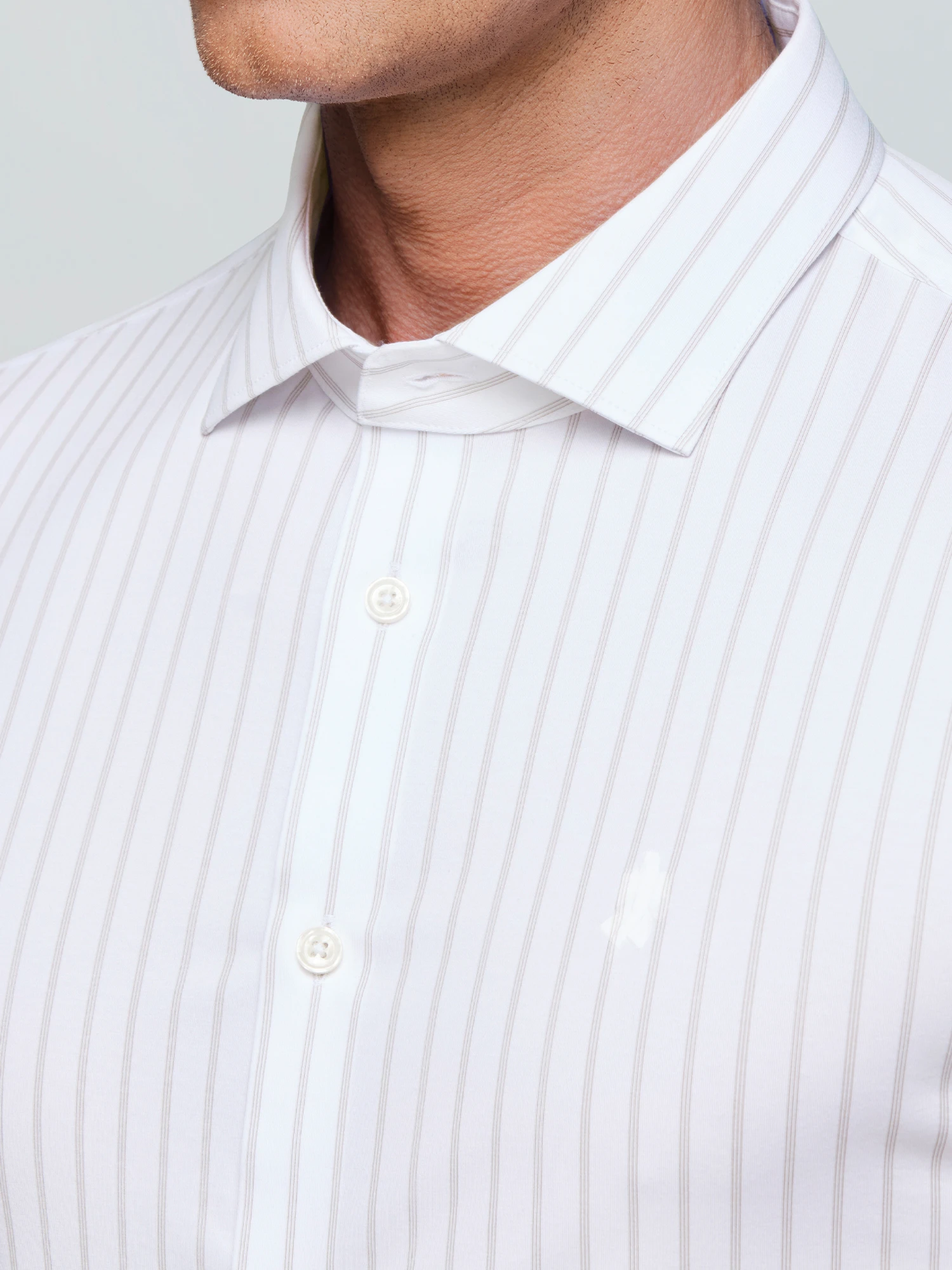 White Oak Ring Mocha Stripe Stretch Shirt