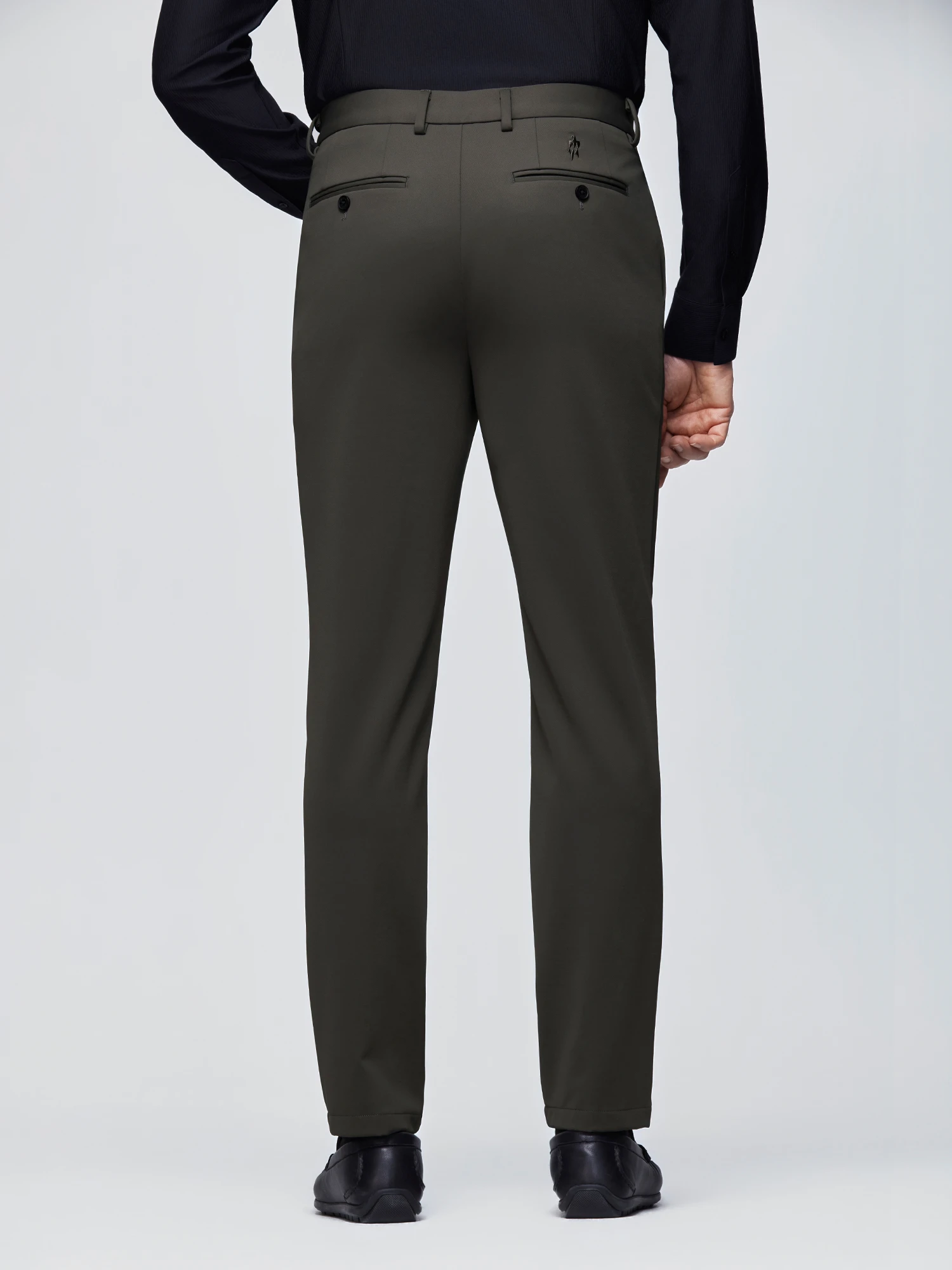 Amber Brown Silk Wool Stretch Casual Pants