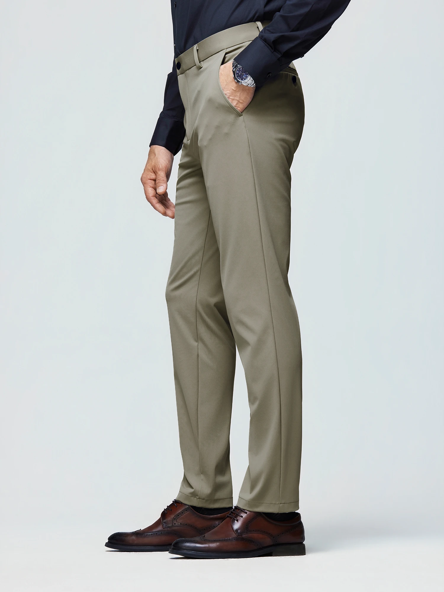 Golden Sand Khaki Stretch Casual Pants
