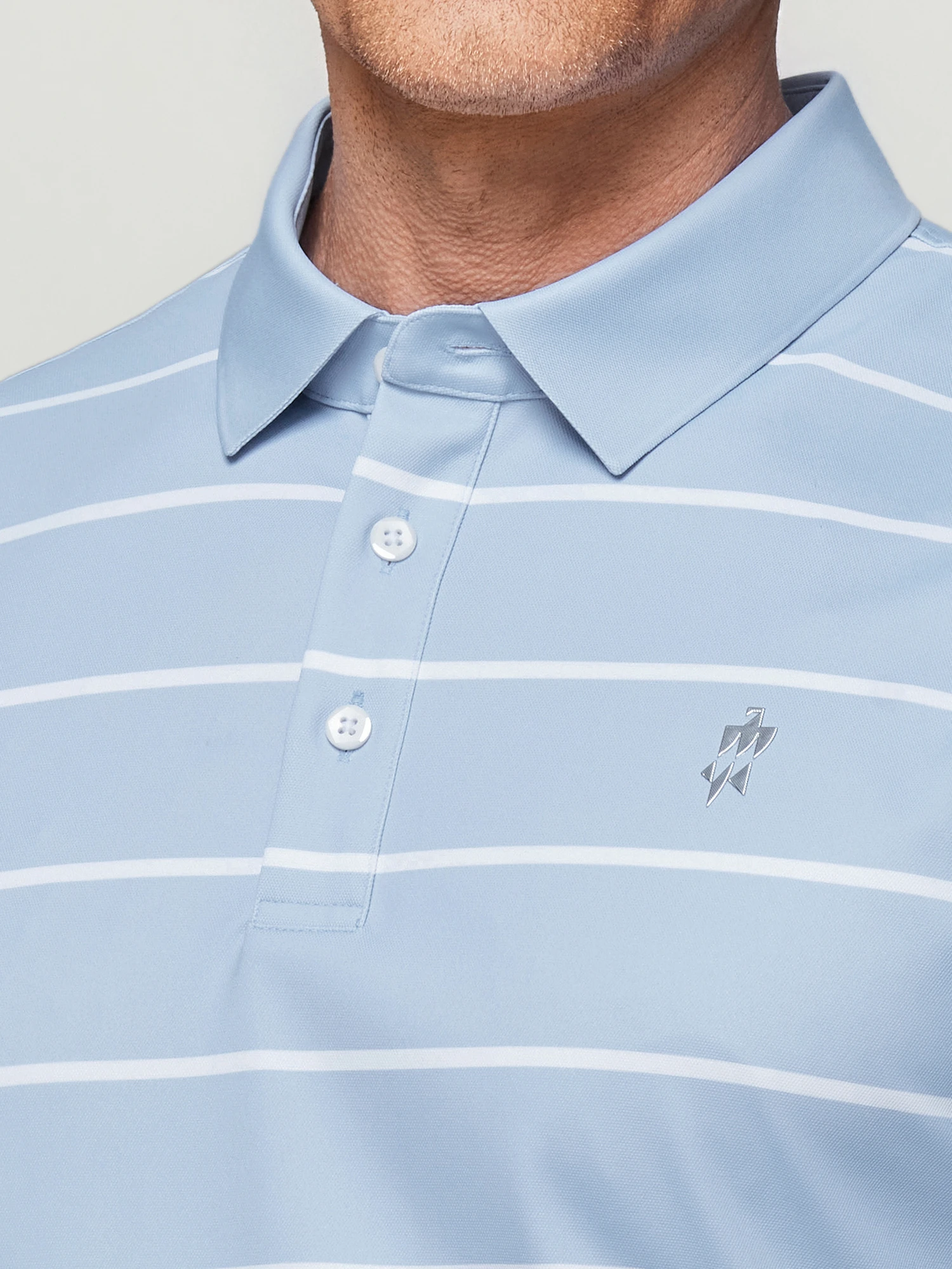 Clear Sky Blue Stripe Stretch Polo