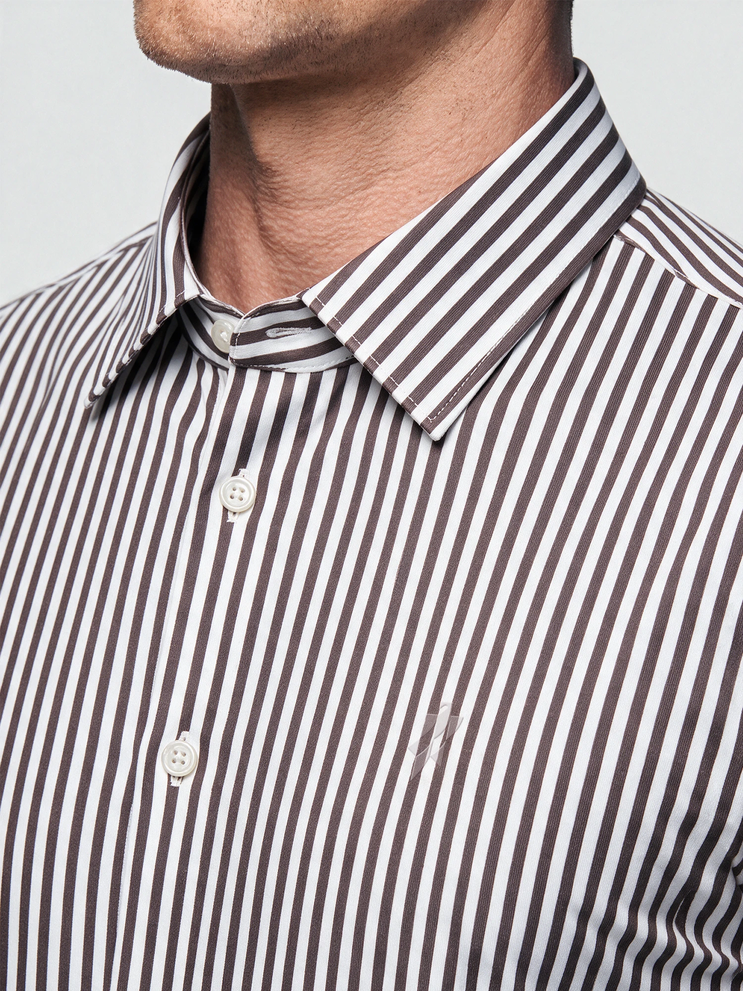 Warm Mocha Stripe Stretch Shirt