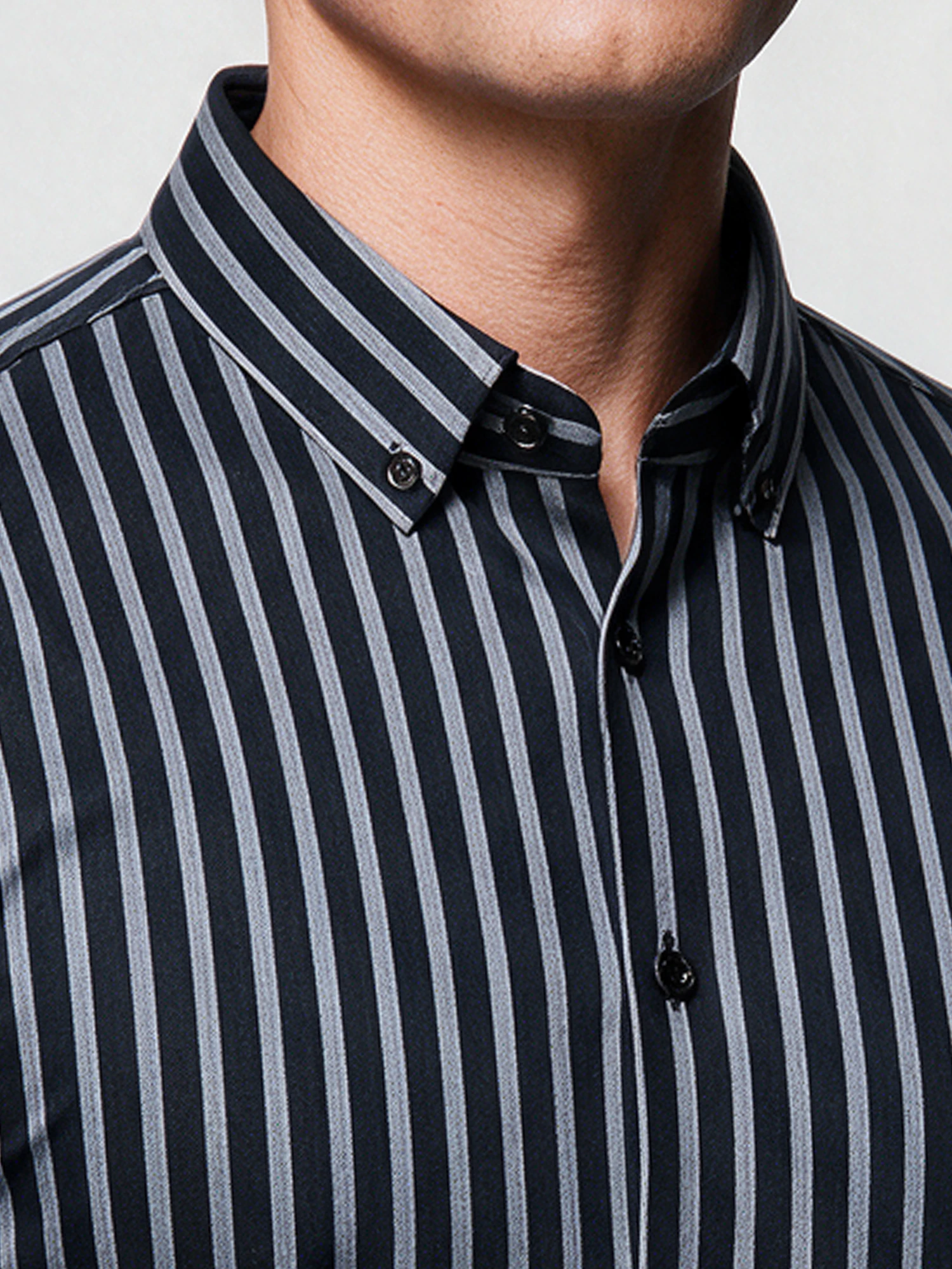 Deep Navy Stripe Stretch Shirt