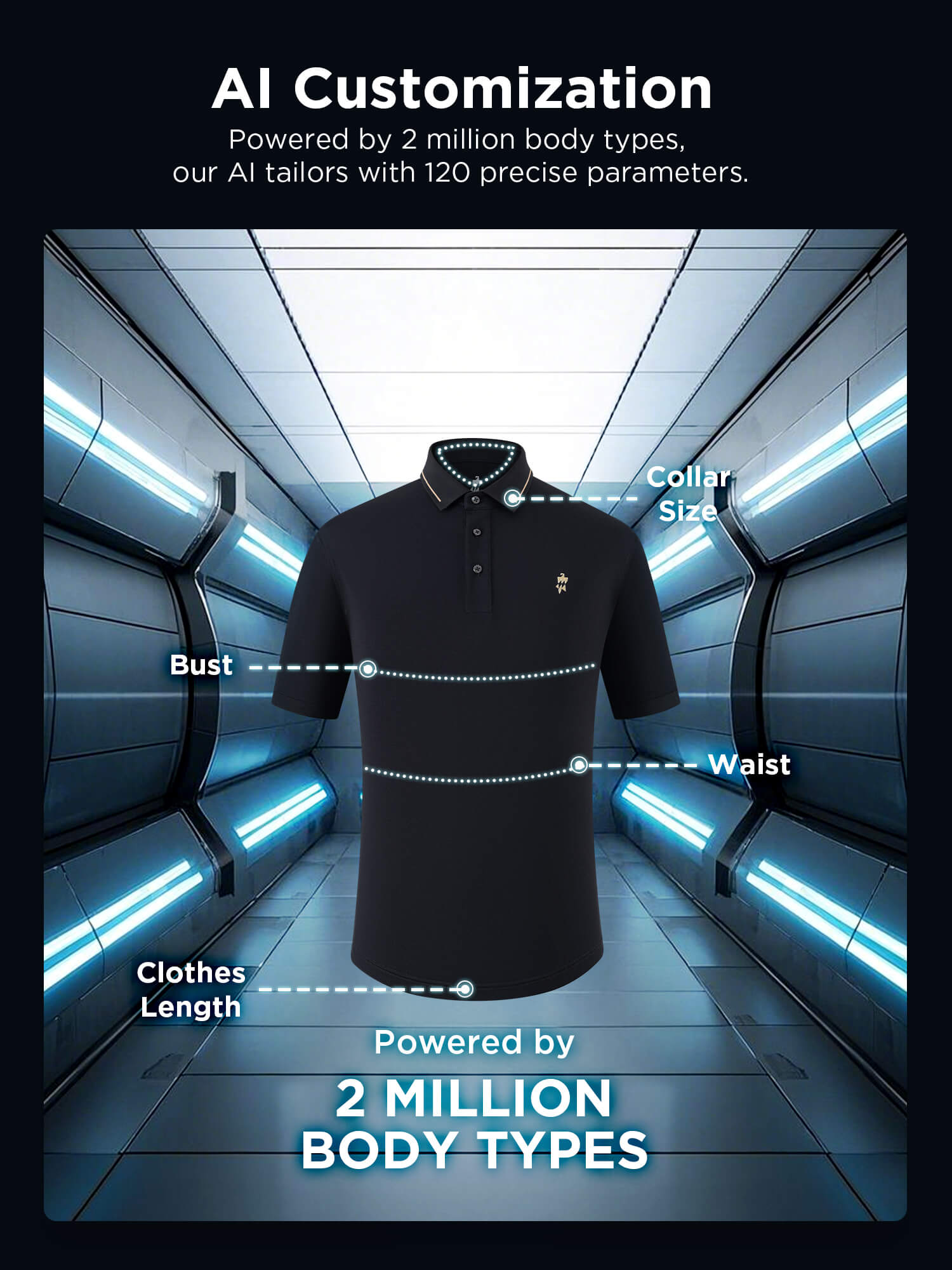 Meteorite Black High-Stretch Gold-Trimmed Collar ‌Polo-Own Dream Shirts-Dress Shirts for Men