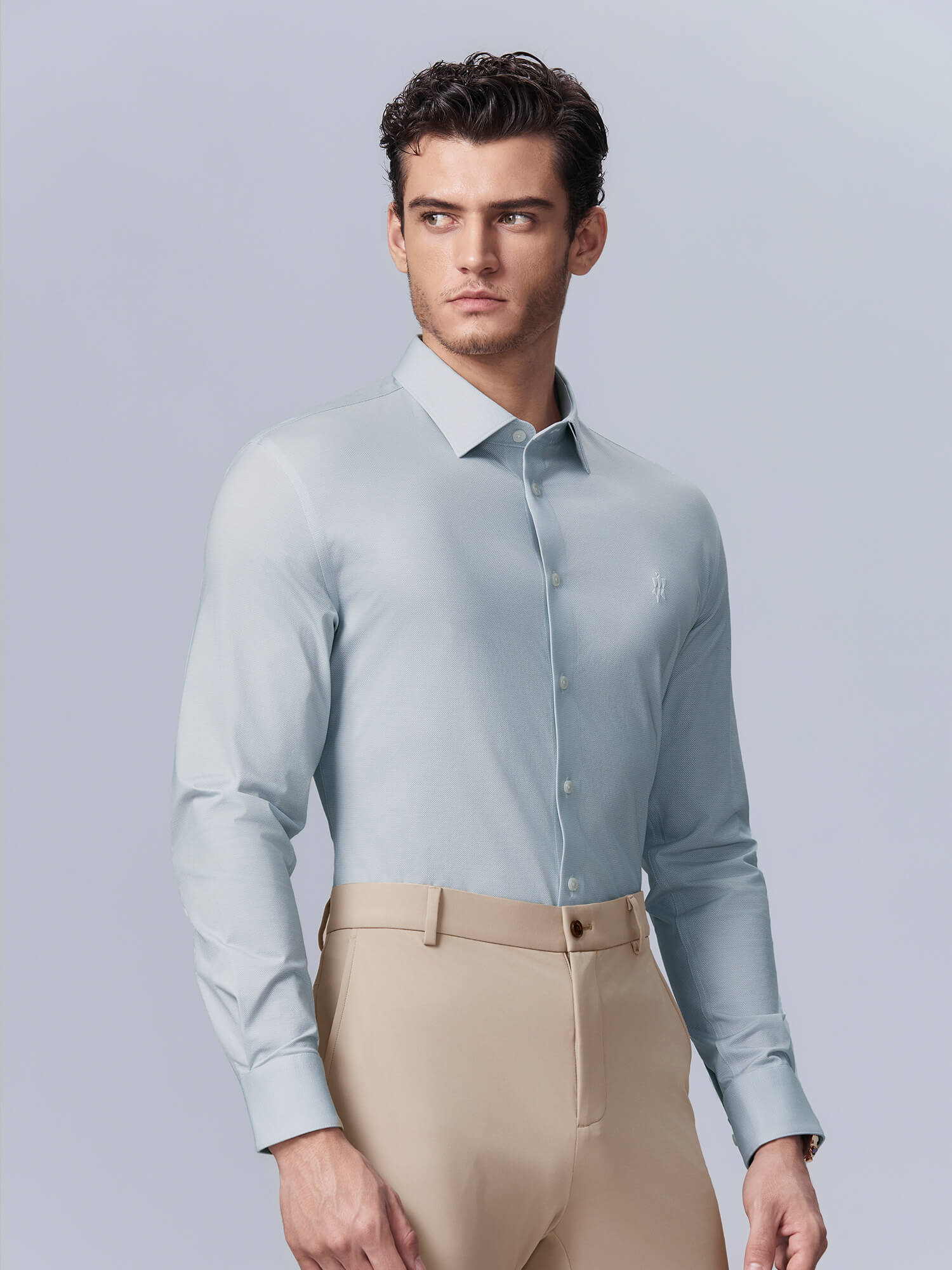 Frosted Moss Green High-Stretch Shirt