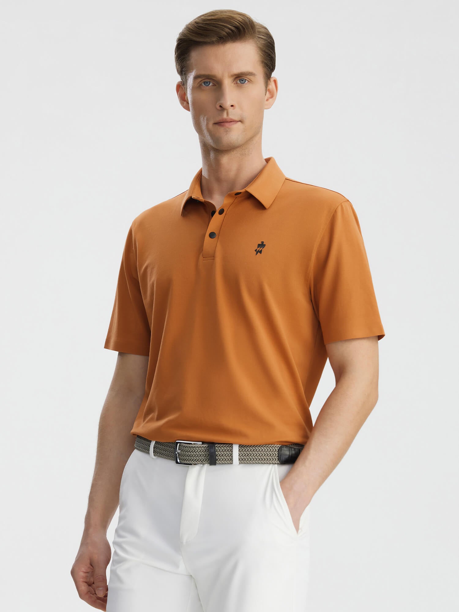 Sunlight Orange Stretch Short Sleeve Polo Shirt-OWN DREAM Shirts