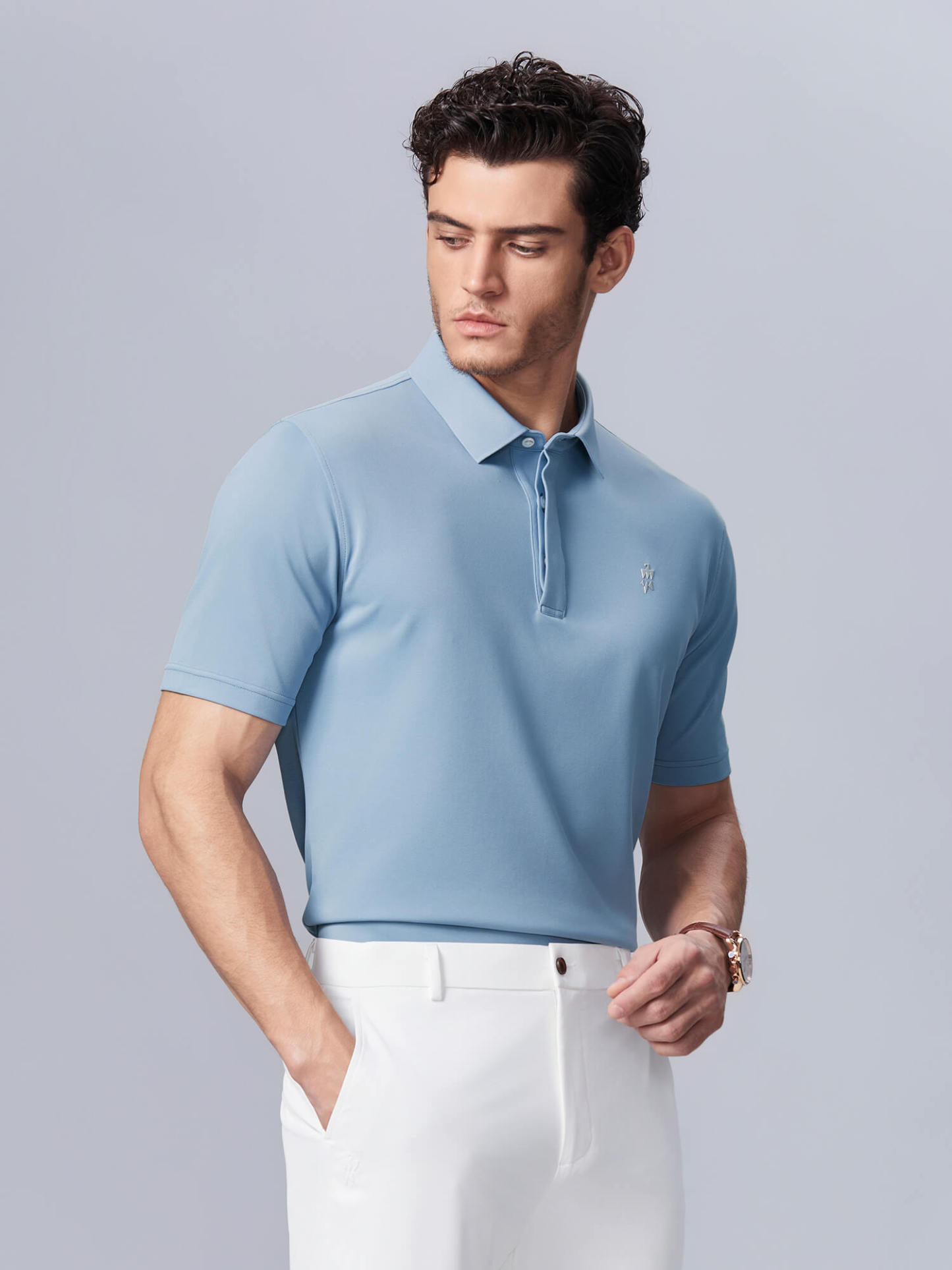 Icy Light Blue High-Stretch Polo