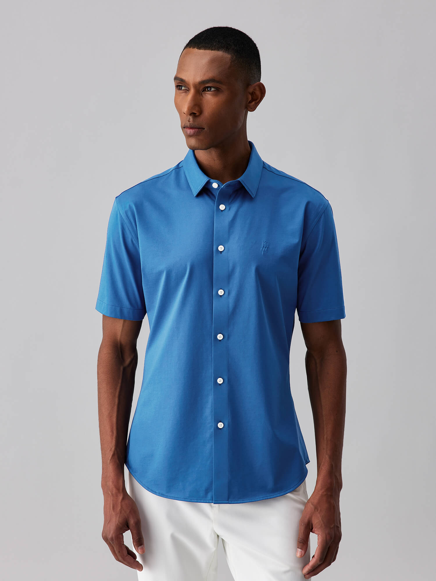Jade J30 Crystal Blue High-Stretch Short-Sleeve Shirt
