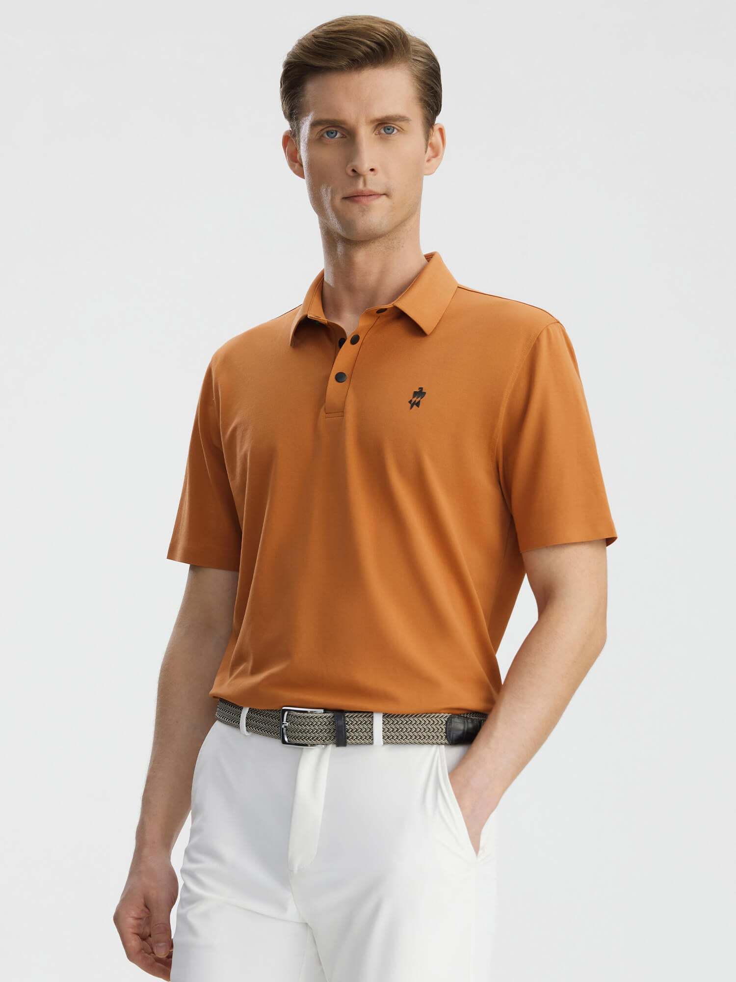 Sunlight Orange Stretch Short Sleeve Polo Shirt-OWN DREAM Shirts