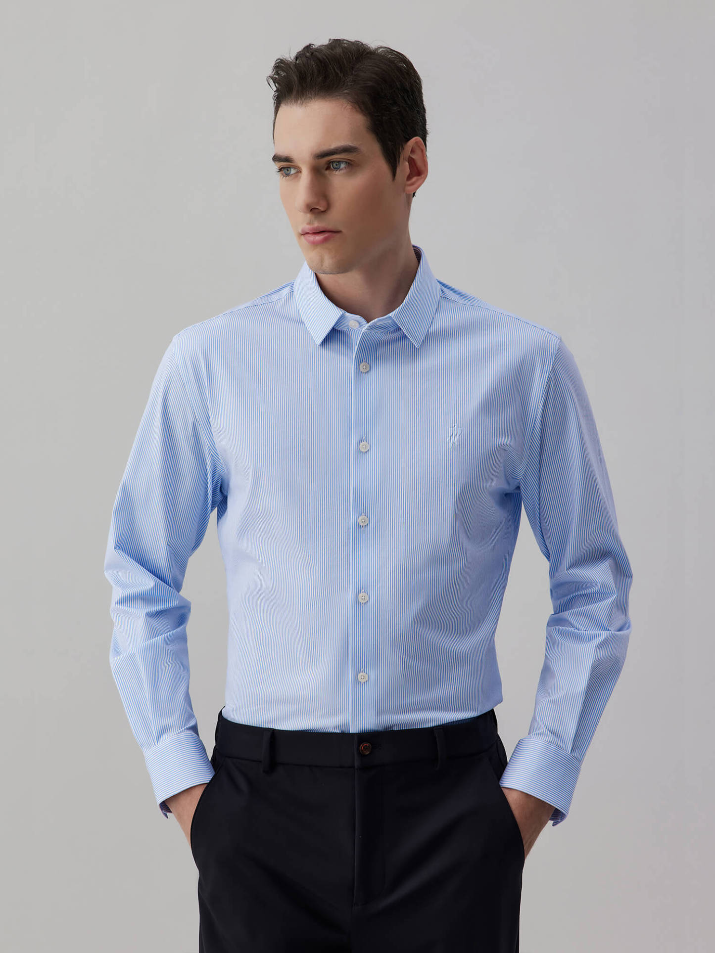 Glacier Blue Striped High-Stretch Shirt