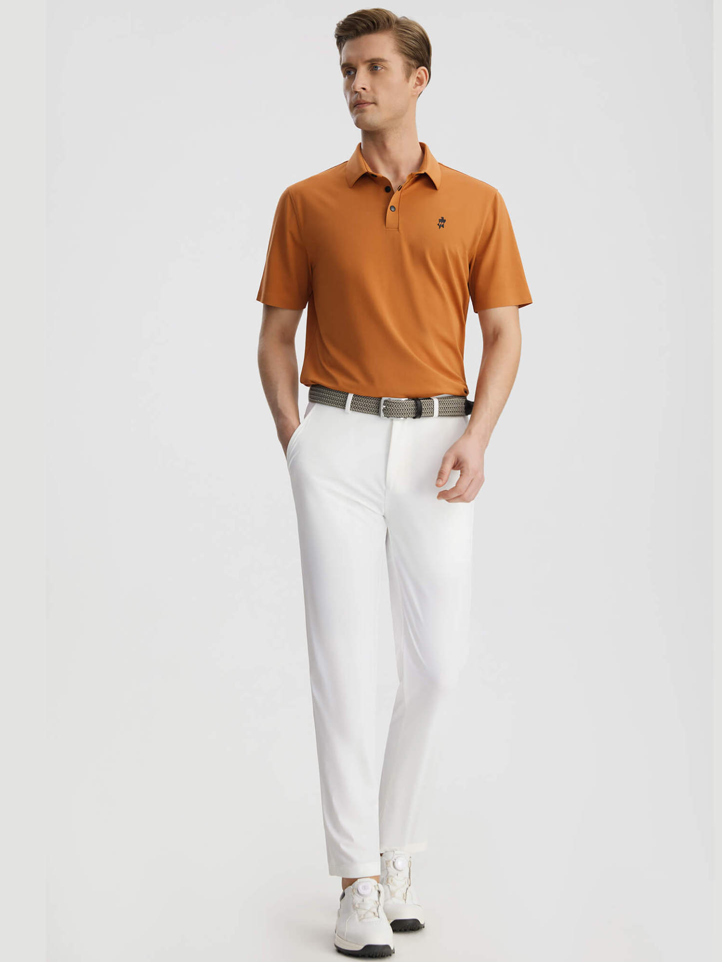 Sunlight Orange Stretch Short Sleeve Polo Shirt-OWN DREAM Shirts