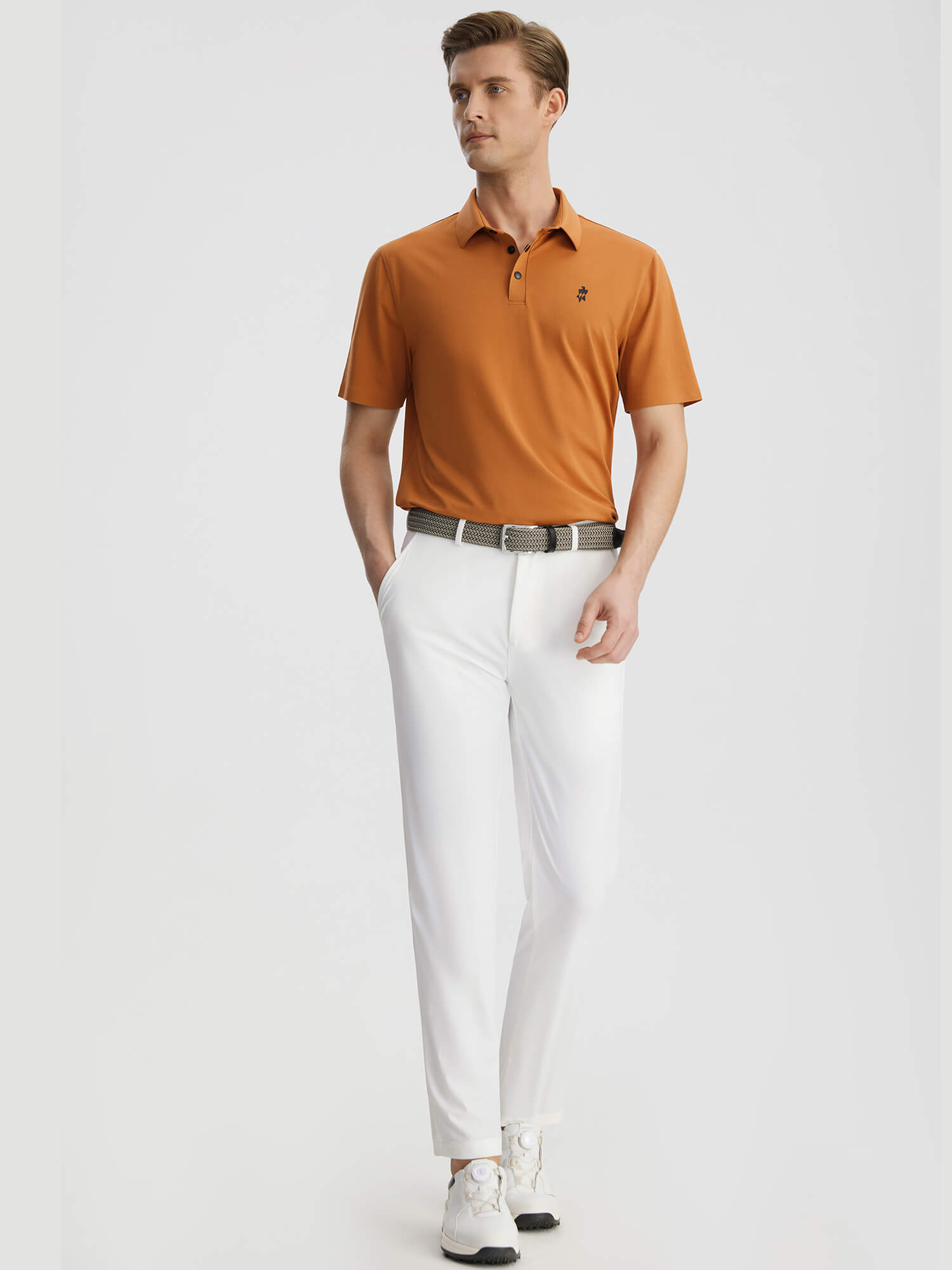 Sunlight Orange Stretch Short Sleeve Polo Shirt-OWN DREAM Shirts